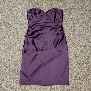 David's Bridal Eggplant Bridesmaid Strapless Dress Size 8